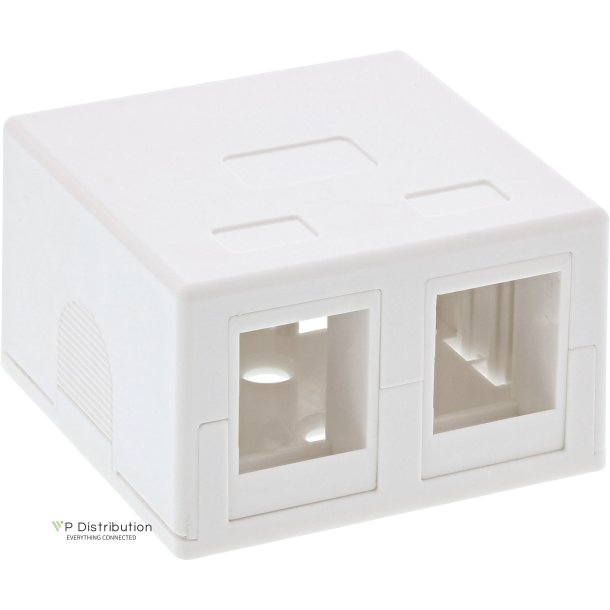 InLine&reg; Surface Mount Box for keystone 2x RJ45, white