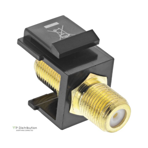 Keystone installation adapter, connection coupling for satellite cable, 2x F-sockets, white