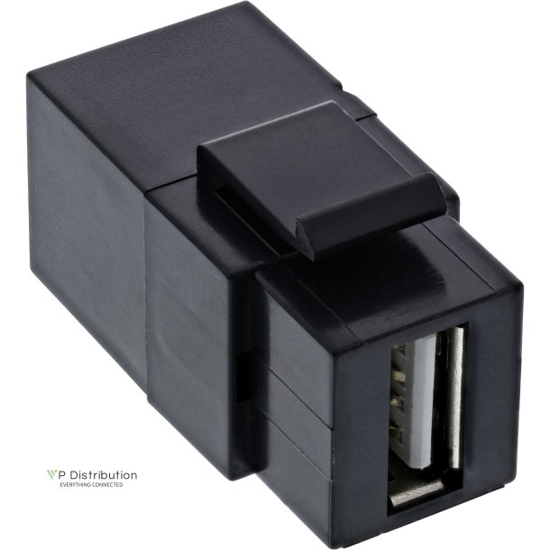 InLine&reg; USB 2.0 Snap-In module, USB-A F/F, angled, black housing