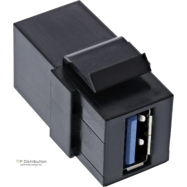 InLine&reg; USB 3.1 Snap-In module, USB-A F/F, 90&deg; angled, black housing
