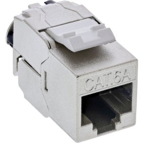 InLine Keystone RJ45 jack slim, SNAP-In, Cat.6A, integrated cable tie