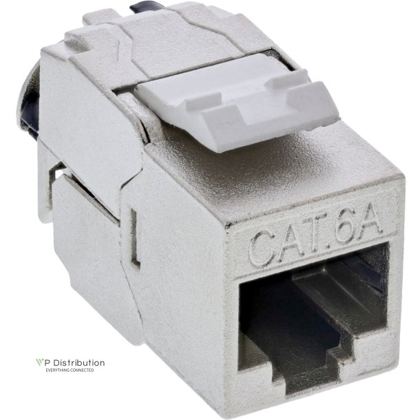 InLine&reg; Keystone RJ45 jack slim, SNAP-In, Cat.6A, integrated cable tie