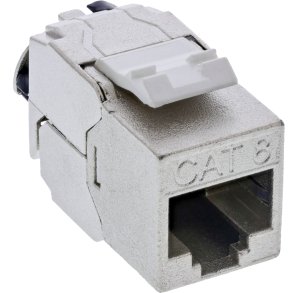 InLine Keystone RJ45 jack slim, SNAP-In, Cat.8.1, integrated cable tie