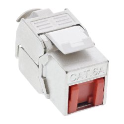 InLine&reg; RJ45 Keystone Jack Snap-In module Cat.6a, with dust cover red