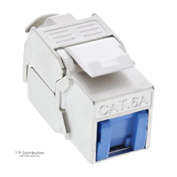 InLine&reg; RJ45 Keystone Jack Snap-In module Cat.6a, with dust cover blue