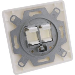 InLine&reg; Frame set for 2x RJ45 Keystone SNAP-In, white RAL9010