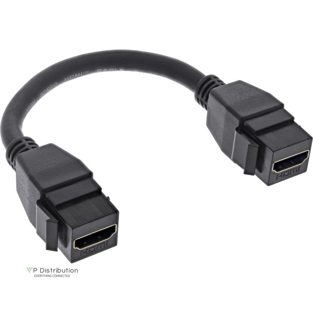 InLine&reg; HDMI 2x Keystone cable 4K/60Hz, HDMI A female/female, black, 0.2m