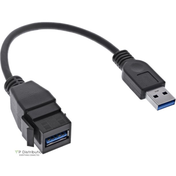 InLine&reg; USB 3.2 Gen.1 Keystone adapter cable, USB A male / Keystone female, 0.2m