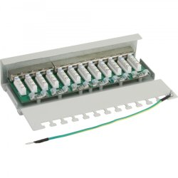 InLine Patch Panel Cat.6 12 Port desk / wall mountable light grey RAL7035