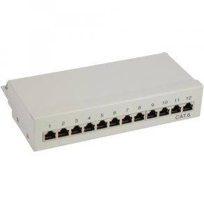 InLine Patch Panel Cat.6 12 Port desk / wall mountable light grey RAL7035