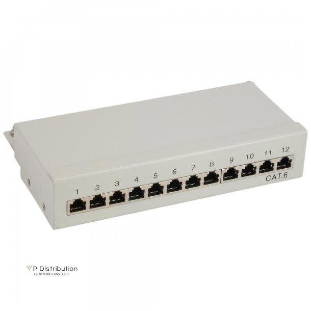 InLine Patch Panel Cat.6 12 Port desk / wall mountable light grey RAL7035