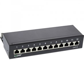 InLine Patch Panel Cat.6 12 Port desk / wall mountable black RAL9005