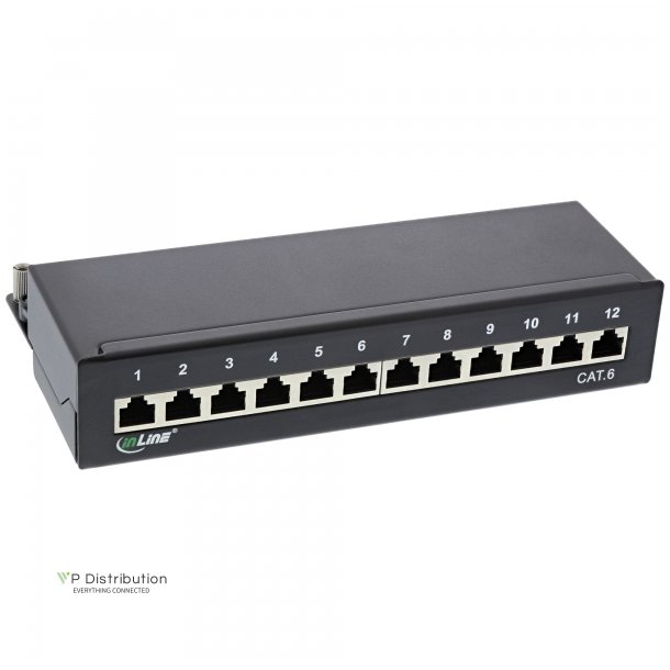 InLine Patch Panel Cat.6 12 Port desk / wall mountable black RAL9005