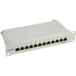 InLine Patch Panel 10" Cat.6 12 Port 1U lightgrey RAL7035