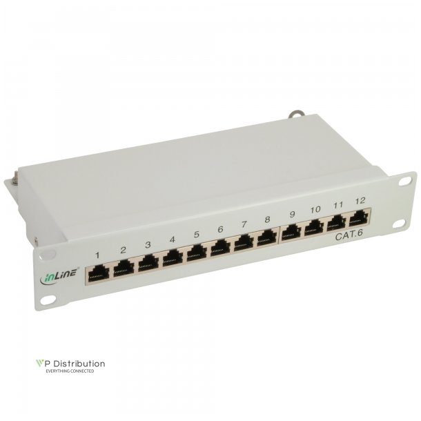 InLine Patch Panel 10" Cat.6 12 Port 1U lightgrey RAL7035