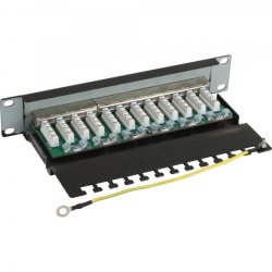 InLine Patch Panel 10" Cat.6 12 Port 1U black RAL9005