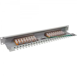 InLine Patch Panel Cat.6 16 Port 19" 1HE light grey RAL7035