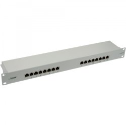 InLine Patch Panel Cat.6 16 Port 19" 1HE light grey RAL7035