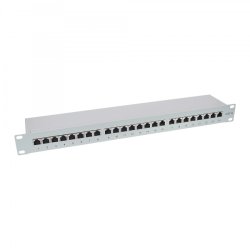 InLine Patch Panel Cat.6 24 Port 19" 1HE light grey RAL7035