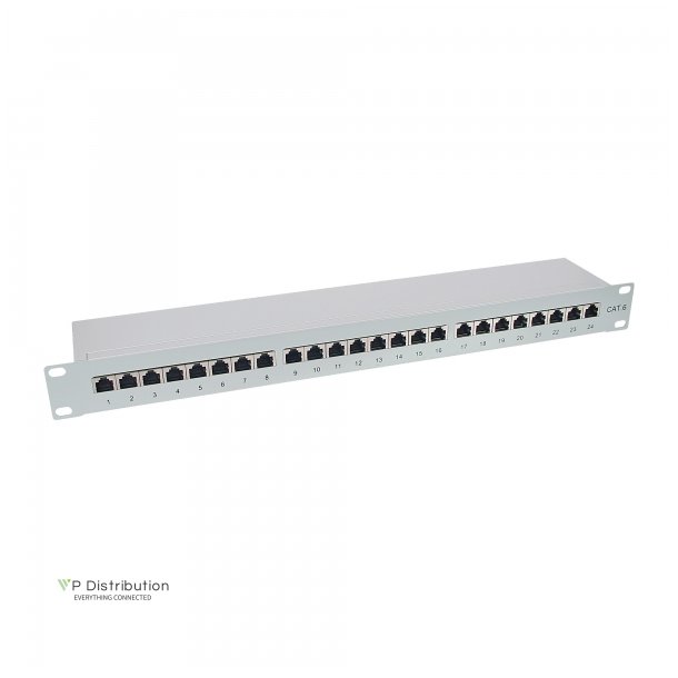 InLine Patch Panel Cat.6 24 Port 19" 1HE light grey RAL7035