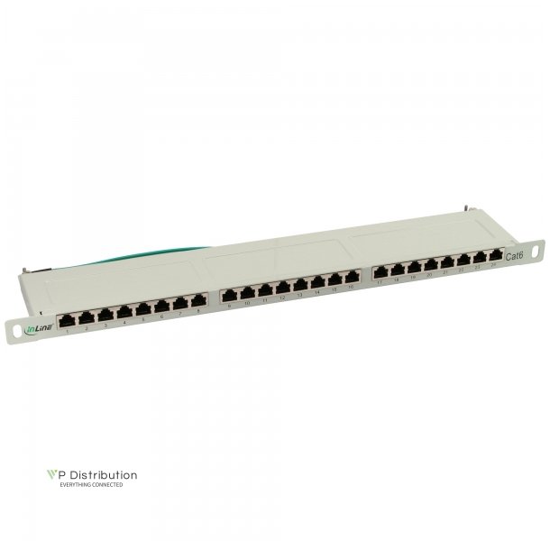 InLine Patch Panel Cat.6 24 Port 19" 0.5U light grey RAL7035