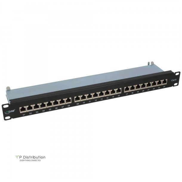 InLine Patch Panel Cat.6 24 Port 19" 1HE black RAL9005