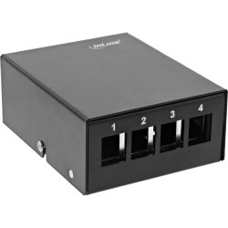 InLine&reg; Desktop Consolidation Point Box 4x Keystone RJ45, metal, black RAL9005