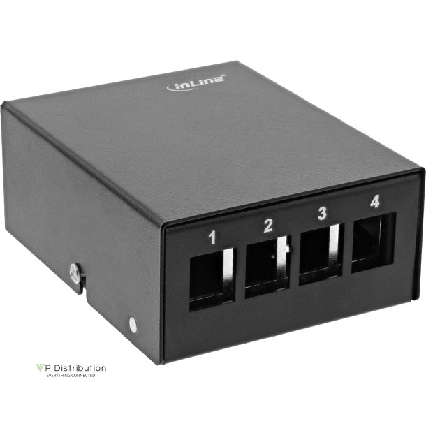 InLine&reg; Desktop Consolidation Point Box 4x Keystone RJ45, metal, black RAL9005