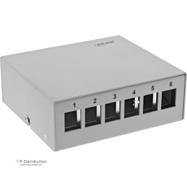 InLine&reg; Desktop Consolidation Point Box 6x Keystone RJ45, metal, light grey RAL7035