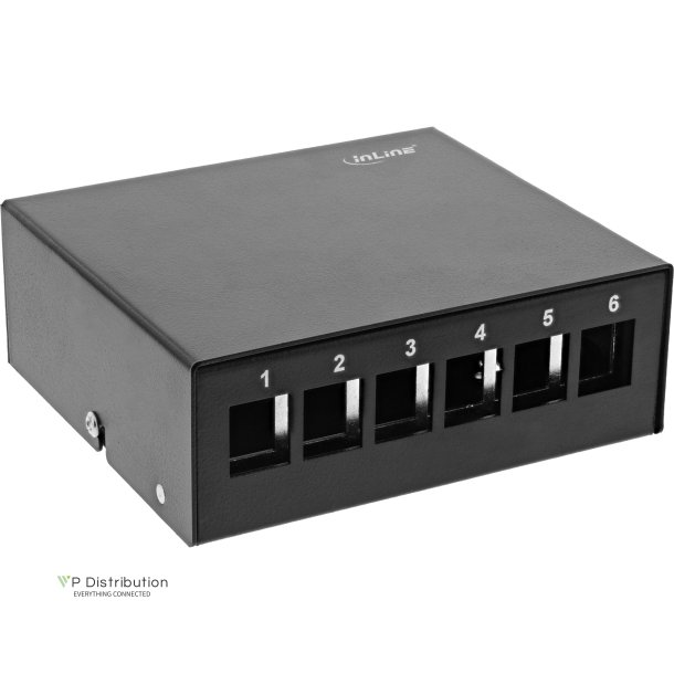 InLine&reg; Desktop Consolidation Point Box 6x Keystone RJ45, metal, black RAL9005