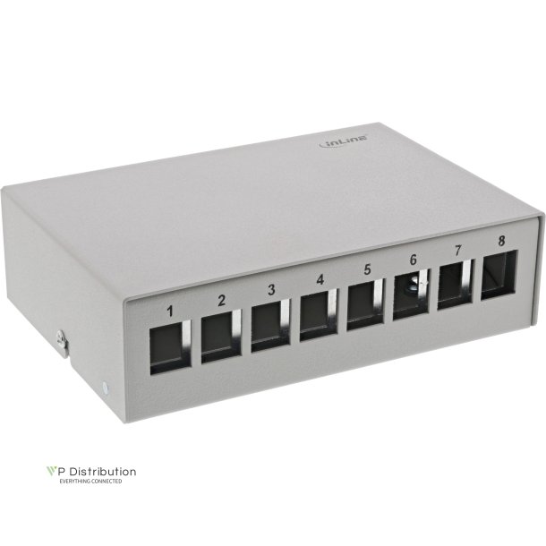 InLine&reg; Desktop Consolidation Point Box 8x Keystone RJ45, metal, light grey RAL7035