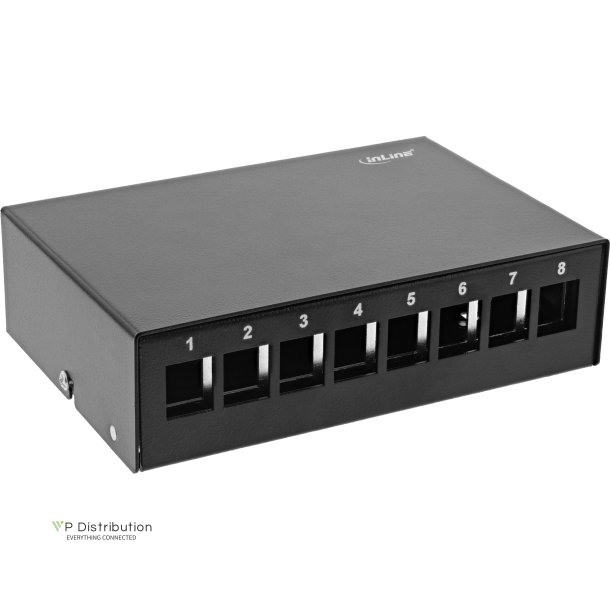 InLine&reg; Desktop Consolidation Point Box 8x Keystone RJ45, metal, black RAL9005