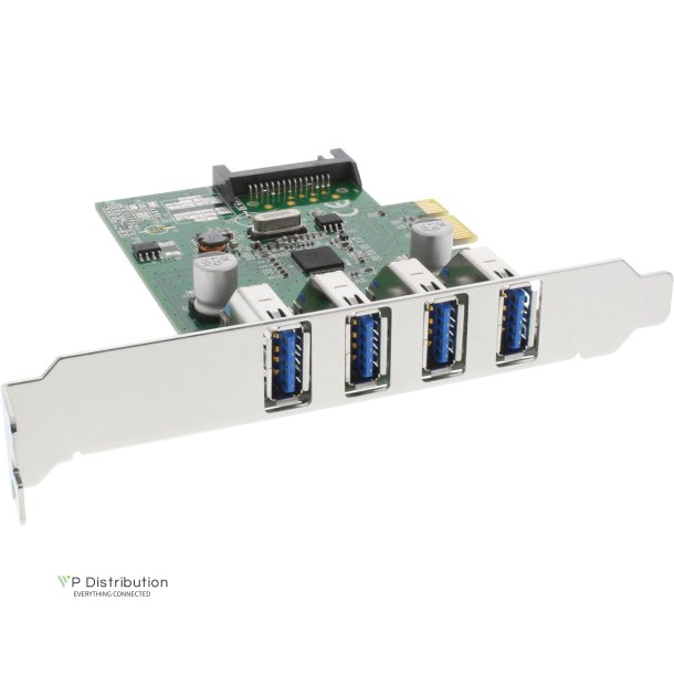 InLine&reg; USB 3.0 4 Port Host Controller PCIe incl. Low Profile Bracket and 4 Pin Aux. Power