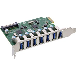 InLine® USB-A 3.2 Gen.1 7 Port Host Controller PCIe, SATA Power