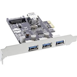InLine&reg; 3+1 Port USB 3.0 Host Controller PCIe with SATA Power and LP Bracket