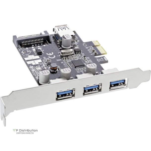 InLine&reg; 3+1 Port USB 3.0 Host Controller PCIe with SATA Power and LP Bracket