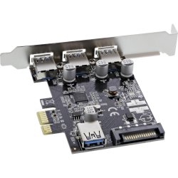 InLine&reg; 3+1 Port USB 3.0 Host Controller PCIe with SATA Power and LP Bracket