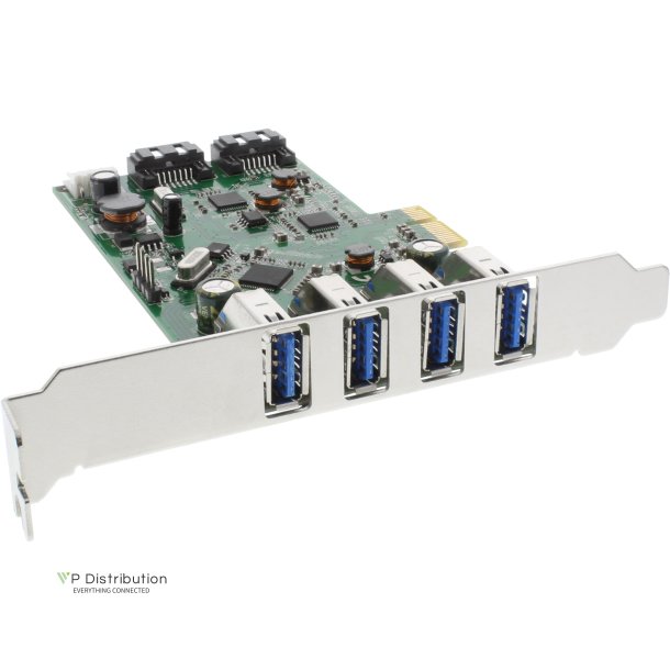 InLine&reg; USB 3.0 + SATA Host Controller PCIe 4x USB 3.0 + 2x SATA 6Gb/s