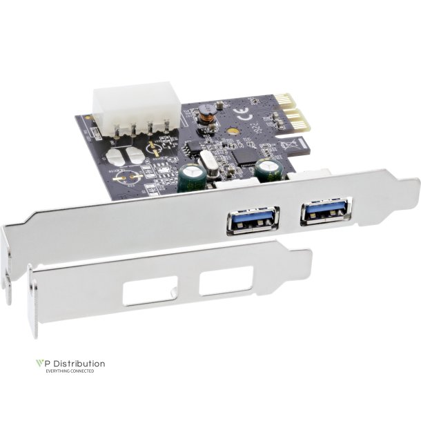 InLine&reg; USB 3.0 2 Port Host Controller PCIe with Full Size + Low Profile Bracket