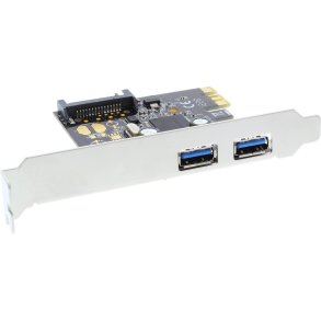 InLine® 2 Port USB 3.0 Host Controller Card with SATA Auxiliary Power Port PCIe