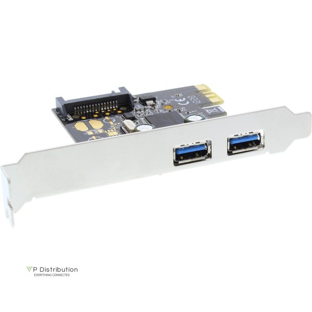 InLine&reg; 2 Port USB 3.0 Host Controller Card with SATA Auxiliary Power Port PCIe