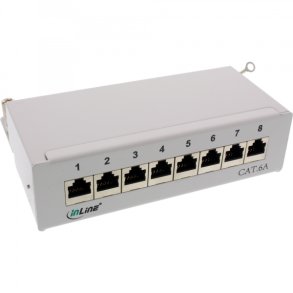 InLine Patch Panel Cat.6A table / wall assembly 8 Port light grey RAL7035