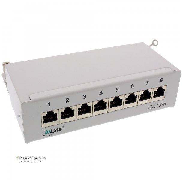 InLine Patch Panel Cat.6A table / wall assembly 8 Port light grey RAL7035