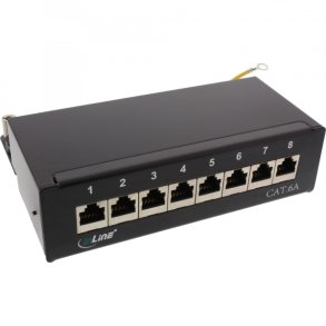InLine Patch Panel Cat.6A table / wall assembly 8 Port black RAL9005