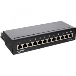 InLine Patch Panel Cat.6A table / wall assembly 12 Port black RAL9005