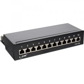 InLine Patch Panel Cat.6A table / wall assembly 12 Port black RAL9005