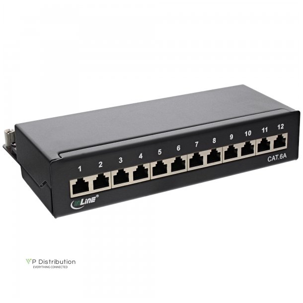 InLine Patch Panel Cat.6A table / wall assembly 12 Port black RAL9005