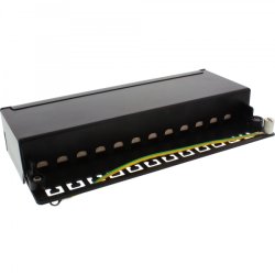 InLine Patch Panel Cat.6A table / wall assembly 12 Port black RAL9005