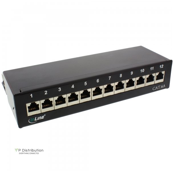 InLine Patch Panel Cat.6A table / wall assembly 12 Port black RAL9005