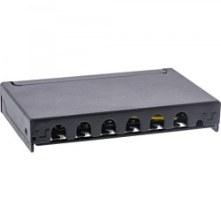 InLine Patch panel Cat.6A 0.5U 6-port, for table/wall/rail, with dust protection, black